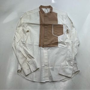 Black Barrett men’s white beige button down shirt slim fit 15 L85-31